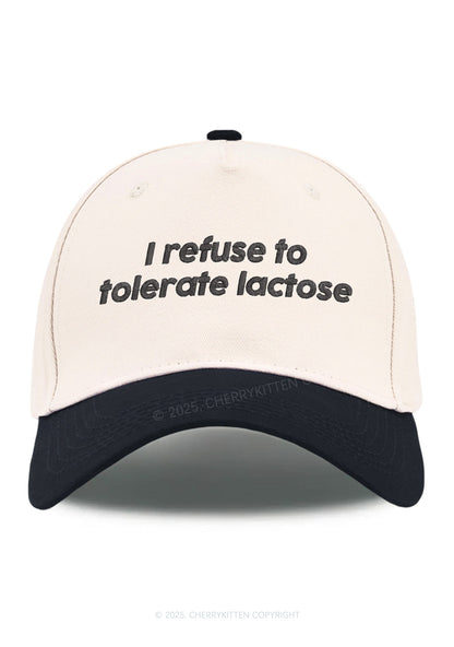 Embroidered Refuse To Tolerate Lactose Y2K Color Block Baseball Cap Cherrykitten