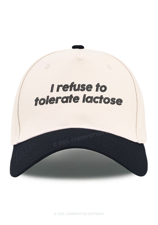 Embroidered Refuse To Tolerate Lactose Y2K Color Block Baseball Cap Cherrykitten