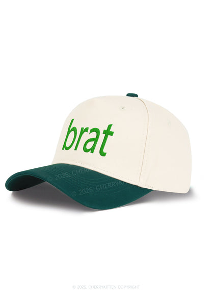 Green Brat Y2K Color Block Baseball Cap Cherrykitten