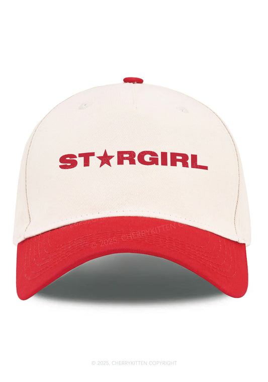 Embroidered Red Stargirl Y2K Color Block Baseball Cap Cherrykitten