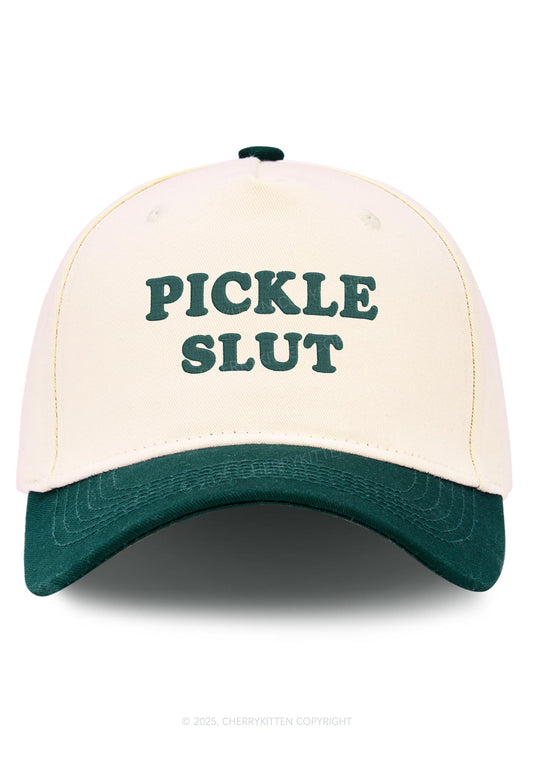 Embroidered Pickle Slxt Y2K Color Block Baseball Cap Cherrykitten