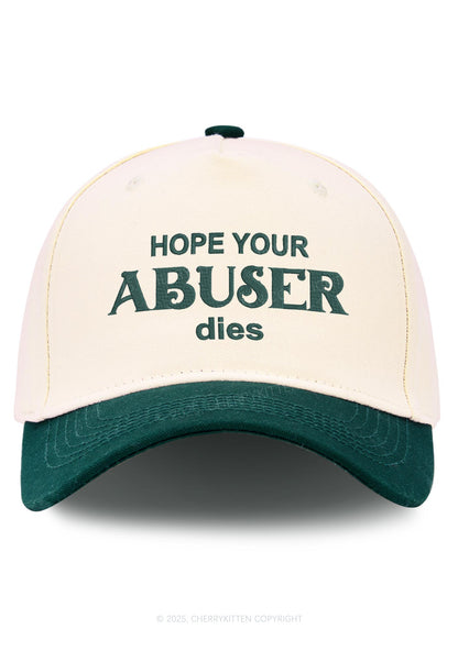 Embroidered Abuser Dies Y2K Color Block Baseball Cap Cherrykitten