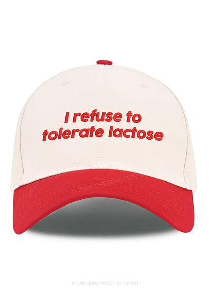 Embroidered Refuse To Tolerate Lactose Y2K Color Block Baseball Cap Cherrykitten
