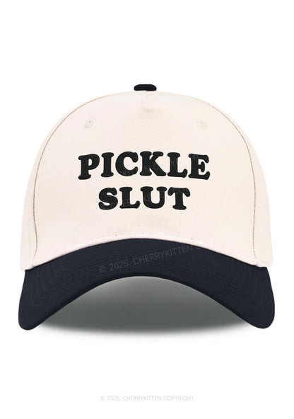 Embroidered Pickle Slxt Y2K Color Block Baseball Cap Cherrykitten
