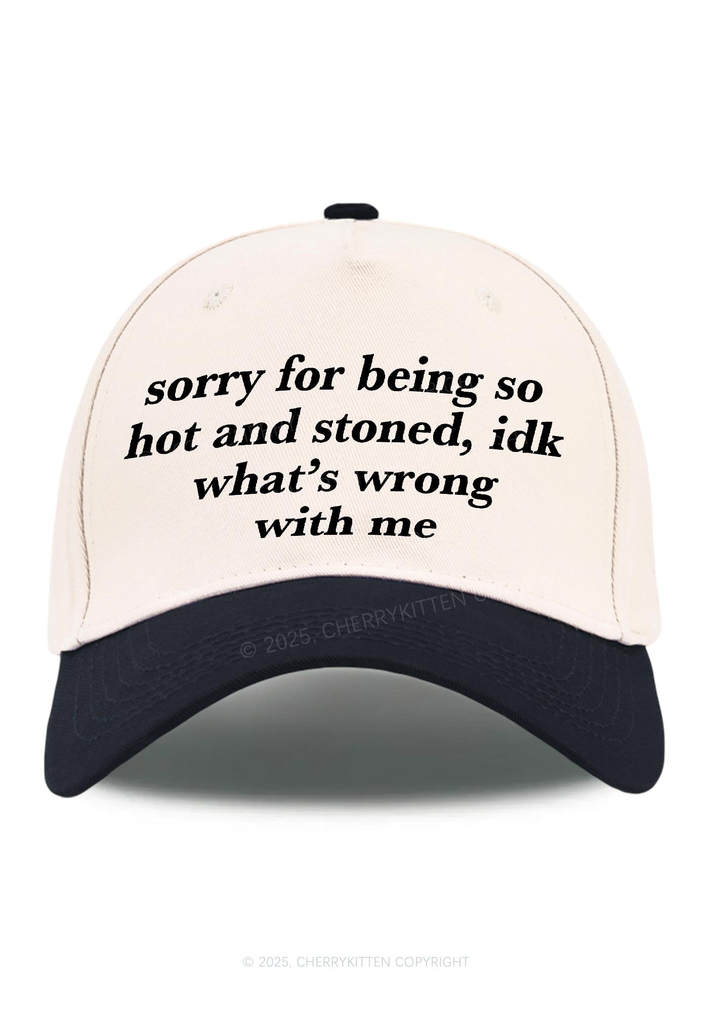 Sorry For Being Hot And Stoned Y2K Color Block Baseball Cap Cherrykitten