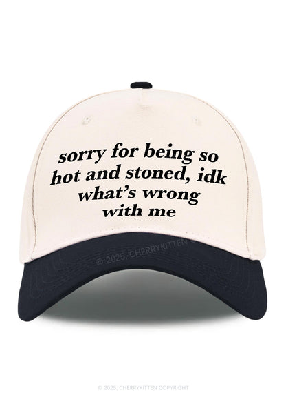Sorry For Being Hot And Stoned Y2K Color Block Baseball Cap Cherrykitten