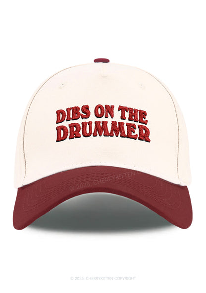 Embroidered Dibs On The Drummer Y2K Color Block Baseball Cap Cherrykitten