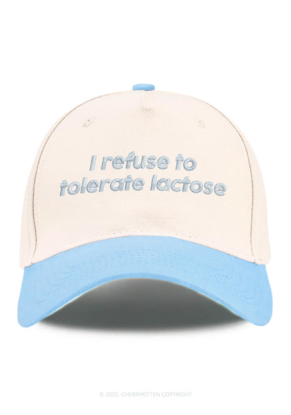 Embroidered Refuse To Tolerate Lactose Y2K Color Block Baseball Cap Cherrykitten