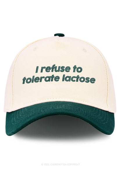 Embroidered Refuse To Tolerate Lactose Y2K Color Block Baseball Cap Cherrykitten