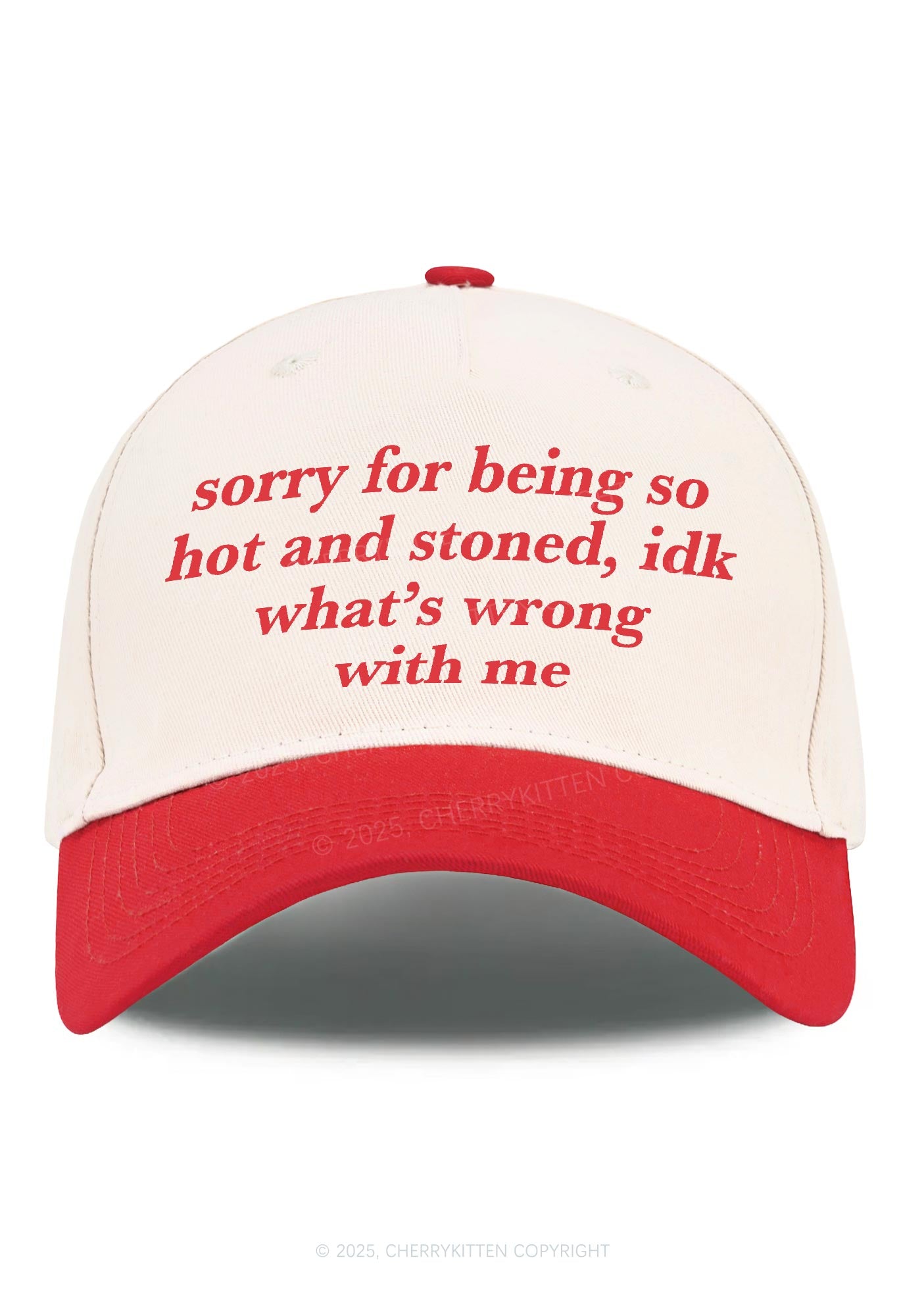 Sorry For Being Hot And Stoned Y2K Color Block Baseball Cap Cherrykitten