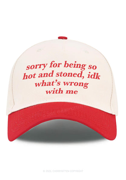 Sorry For Being Hot And Stoned Y2K Color Block Baseball Cap Cherrykitten