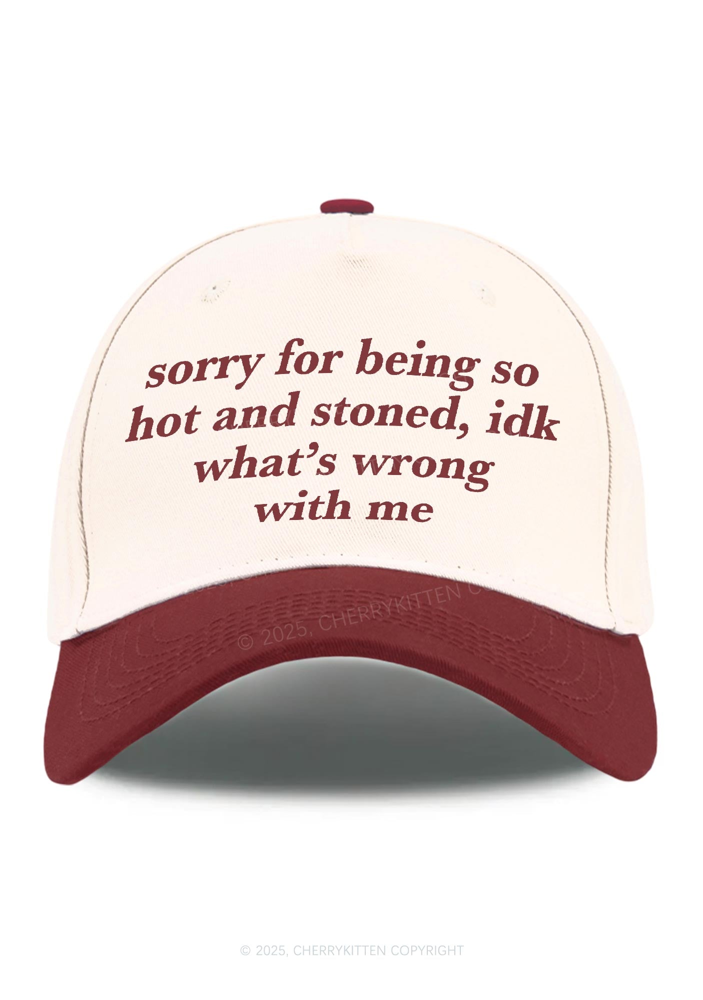 Sorry For Being Hot And Stoned Y2K Color Block Baseball Cap Cherrykitten