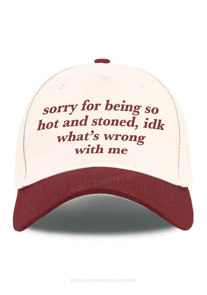 Sorry For Being Hot And Stoned Y2K Color Block Baseball Cap Cherrykitten