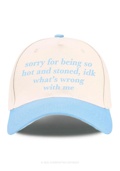 Sorry For Being Hot And Stoned Y2K Color Block Baseball Cap Cherrykitten