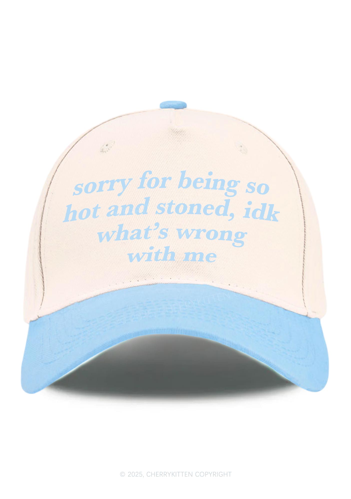 Sorry For Being Hot And Stoned Y2K Color Block Baseball Cap Cherrykitten