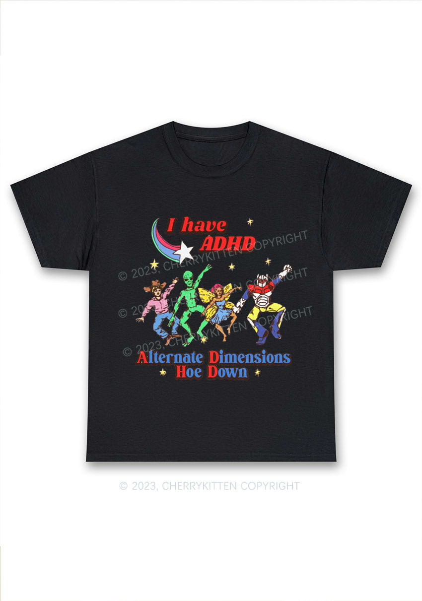I Have ADHD Cartoon Characters Y2K Chunky Shirt Cherrykitten