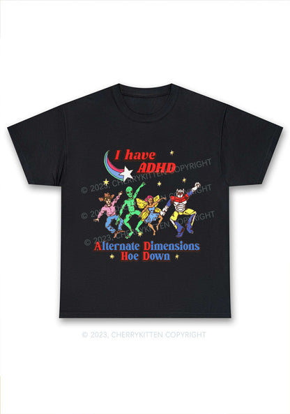 I Have ADHD Cartoon Characters Y2K Chunky Shirt Cherrykitten