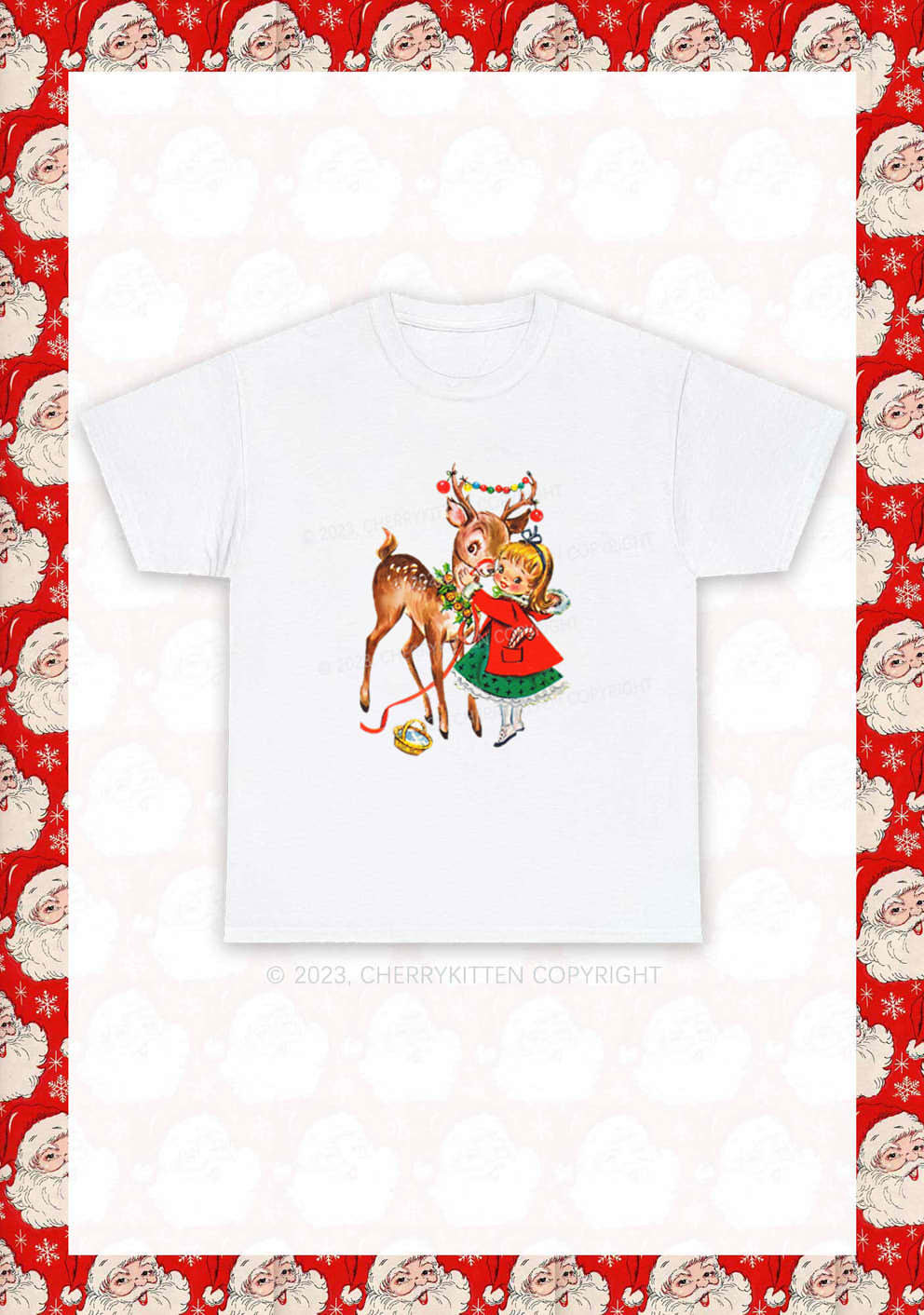 Christmas Girl and Reindeer Y2K Chunky Shirt Cherrykitten