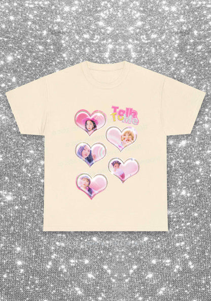 Talk To Me Hearts Y2K Kpop Chunky Shirt Cherrykitten