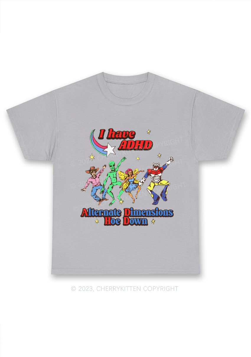 I Have ADHD Cartoon Characters Y2K Chunky Shirt Cherrykitten