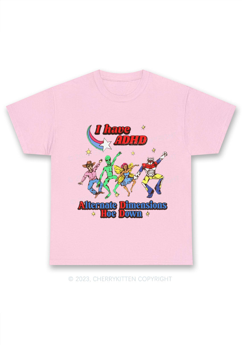 I Have ADHD Cartoon Characters Y2K Chunky Shirt Cherrykitten