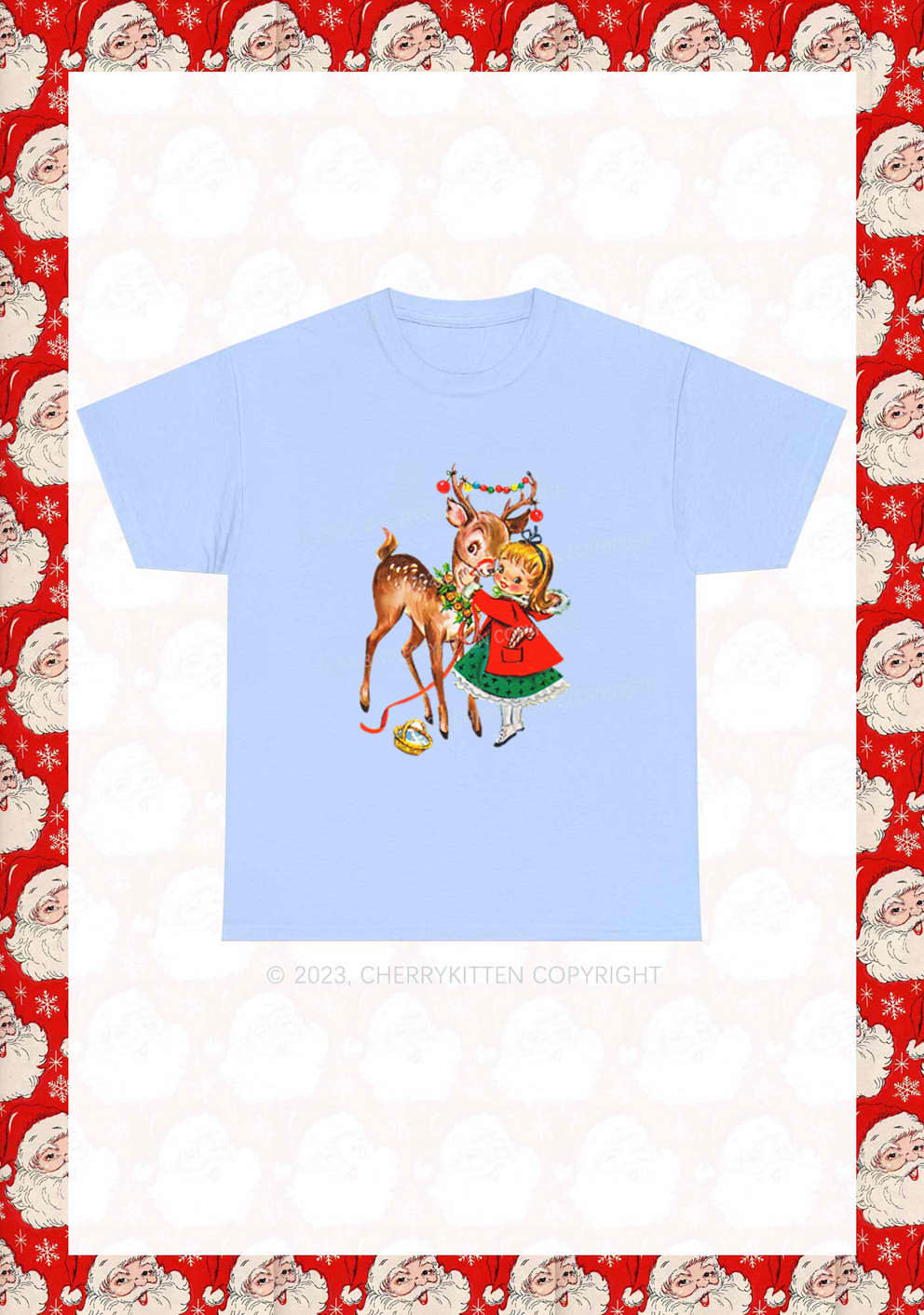 Christmas Girl and Reindeer Y2K Chunky Shirt Cherrykitten