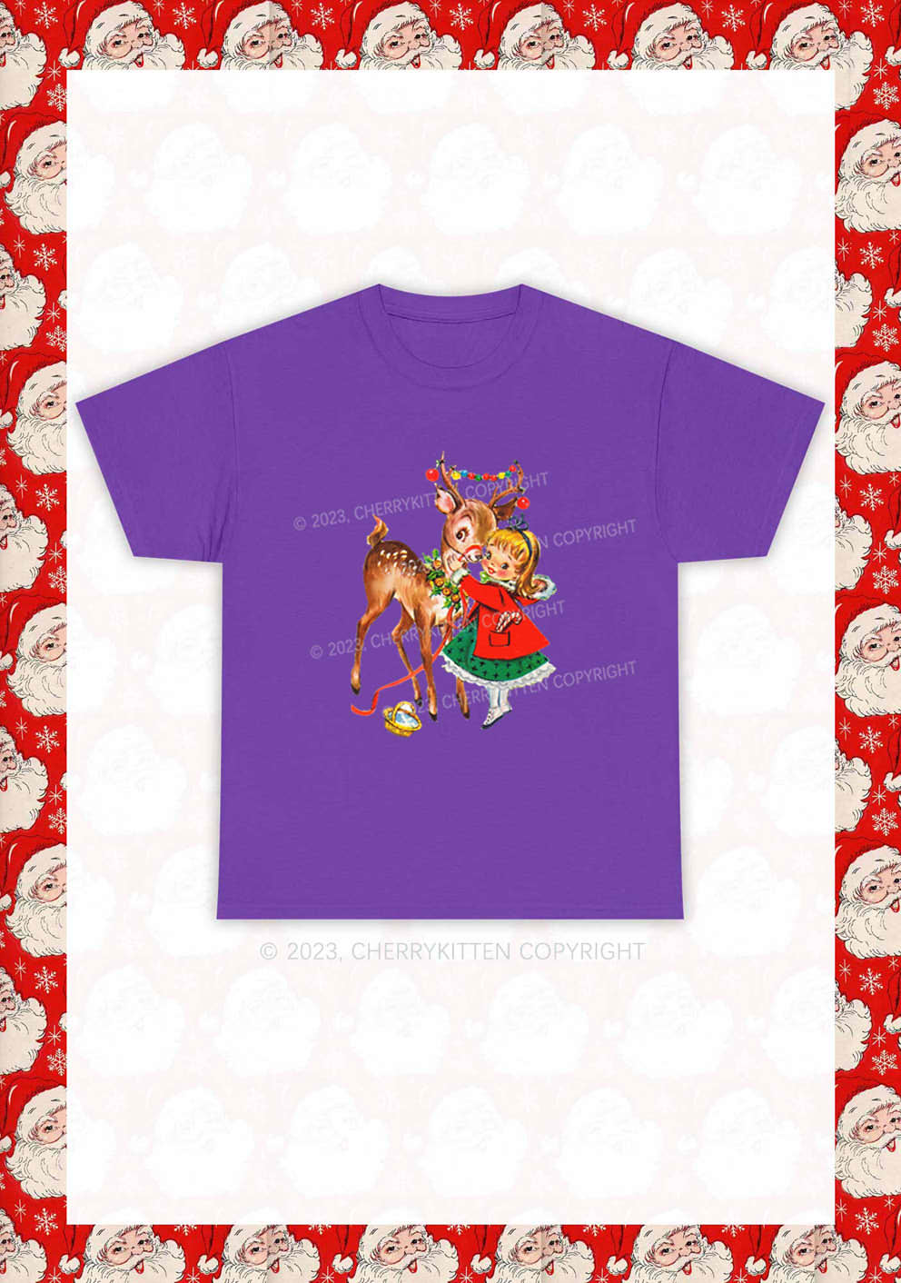 Christmas Girl and Reindeer Y2K Chunky Shirt Cherrykitten