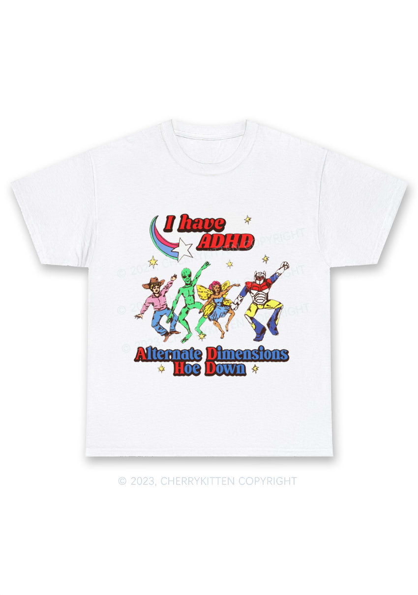 I Have ADHD Cartoon Characters Y2K Chunky Shirt Cherrykitten