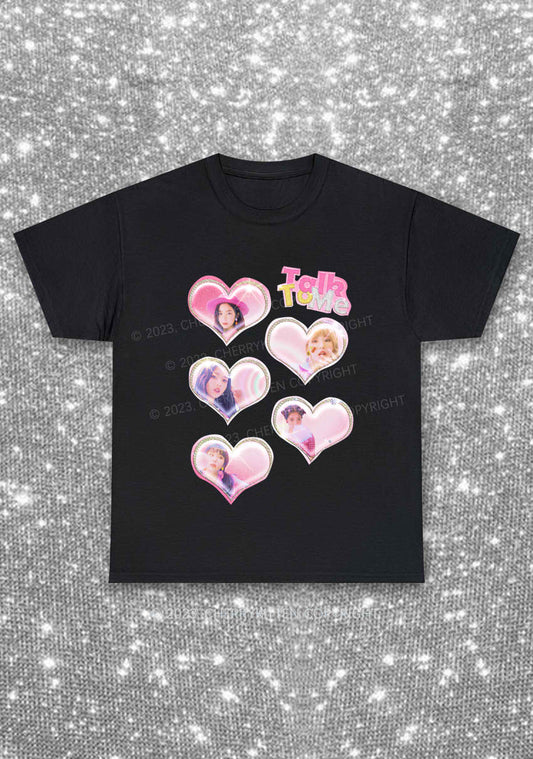 Talk To Me Hearts Y2K Kpop Chunky Shirt Cherrykitten