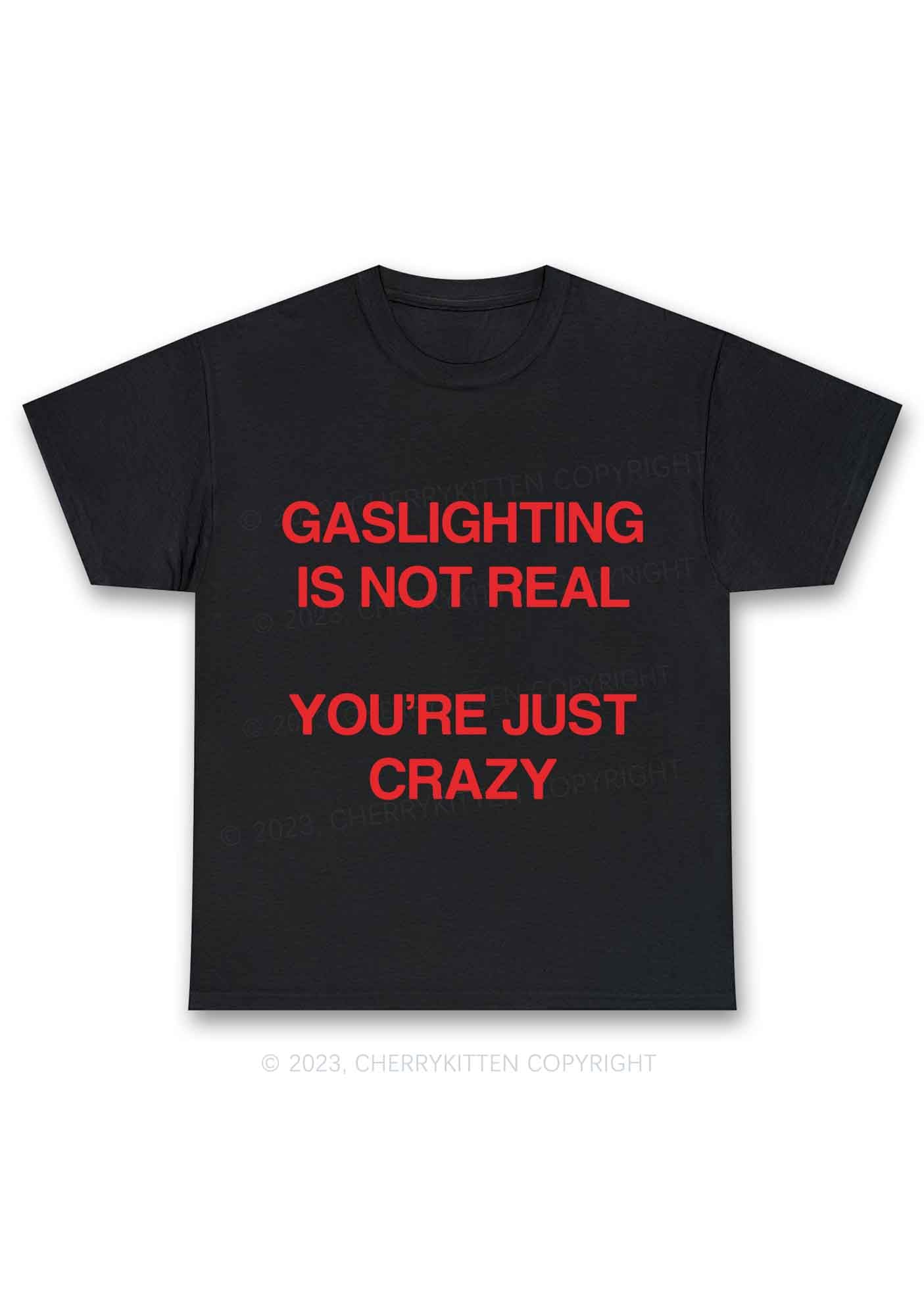 Gaslighting Not Real Y2K Chunky Shirt Cherrykitten