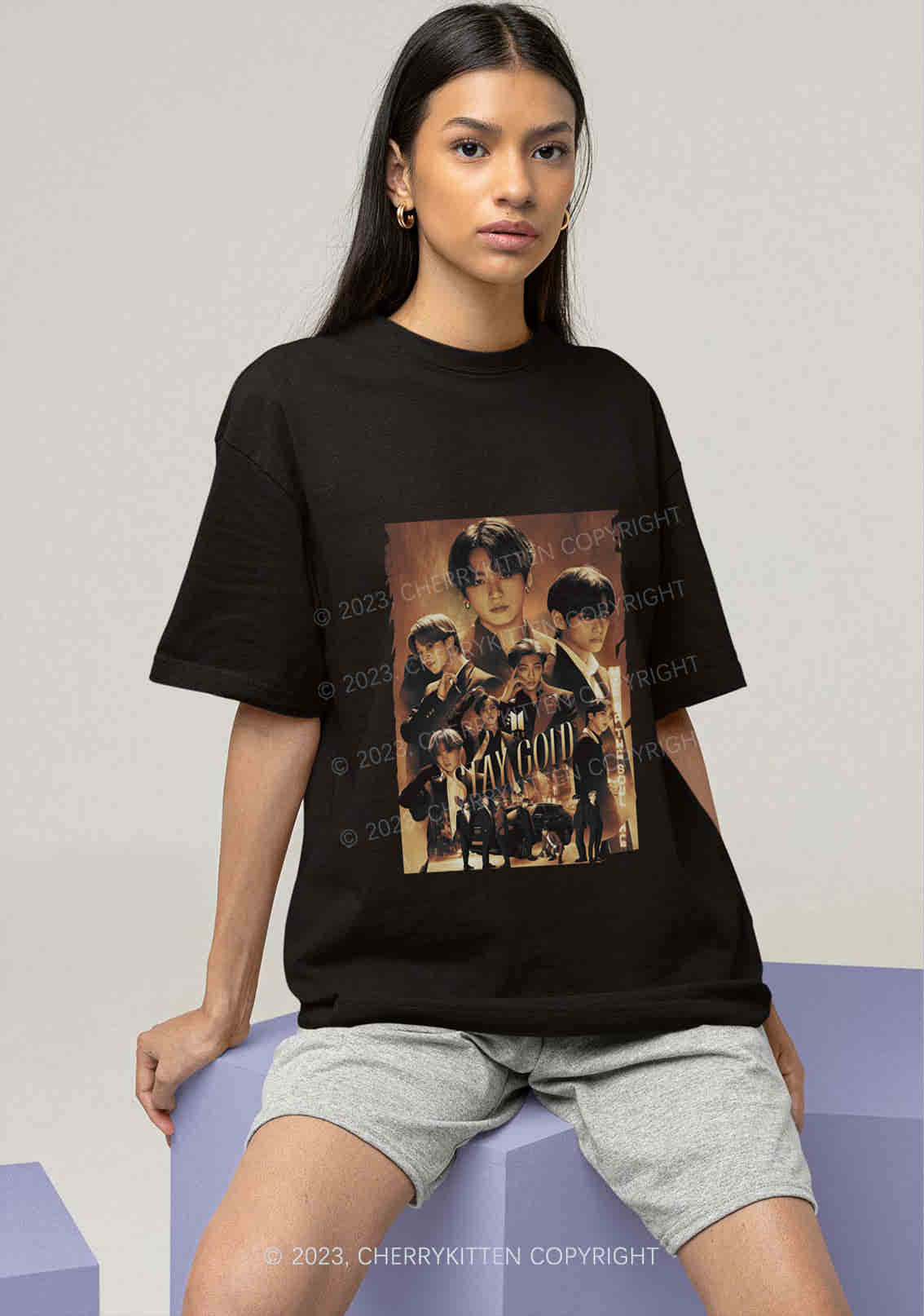 Bangtan Stay Gold Y2K Chunky Shirt Cherrykitten