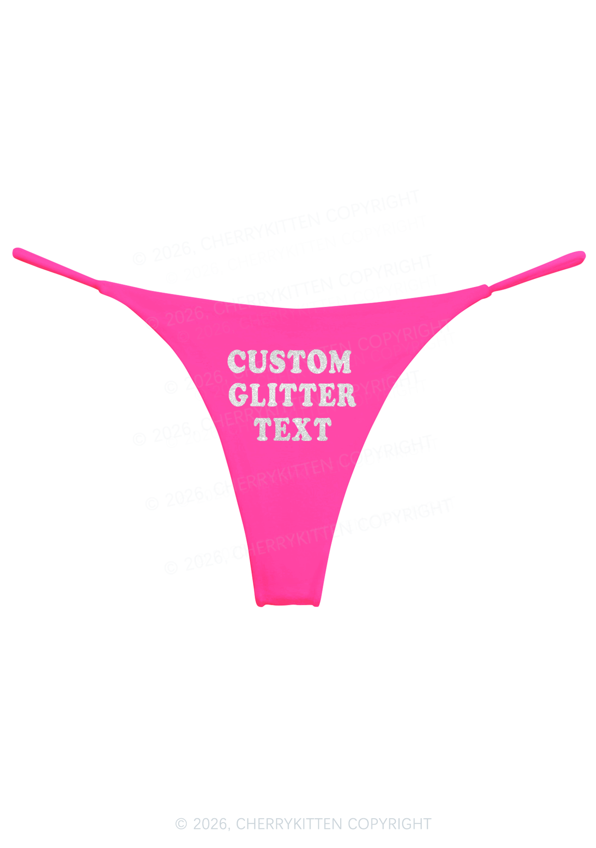 Custom Text Glitter Y2K Bikini String Thong Cherrykitten