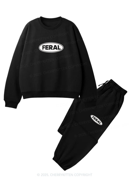Feral Y2K Fleece Sweatshirts Set Cherrykitten