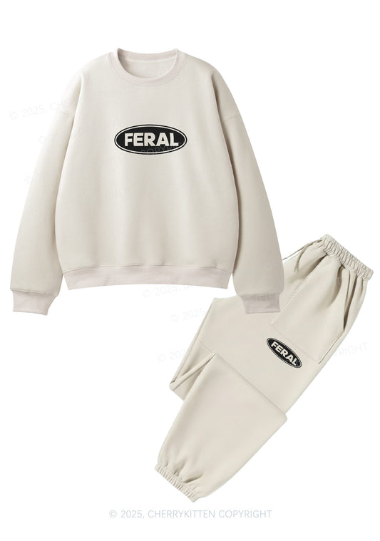 Feral Y2K Fleece Sweatshirts Set Cherrykitten