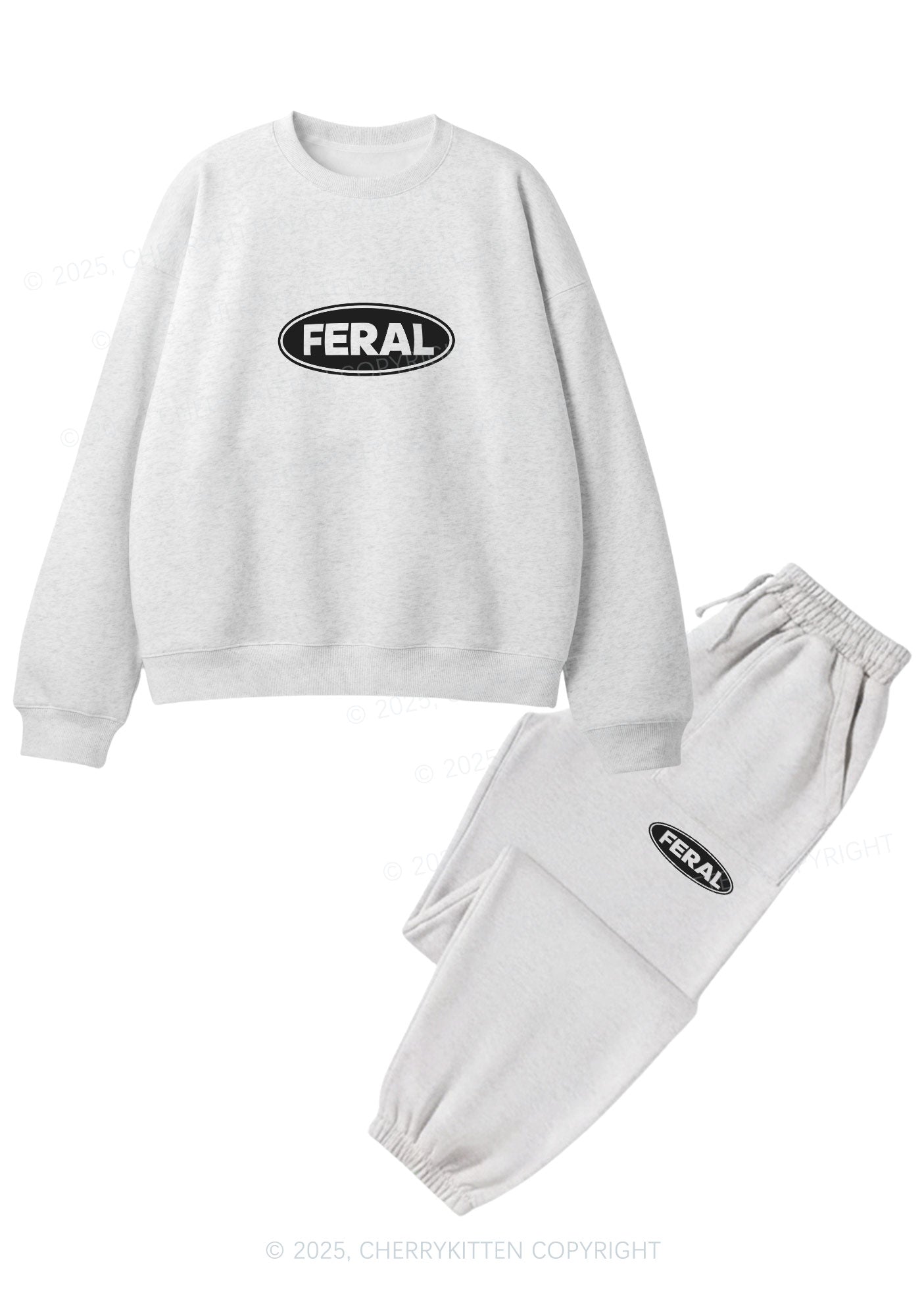 Feral Y2K Fleece Sweatshirts Set Cherrykitten