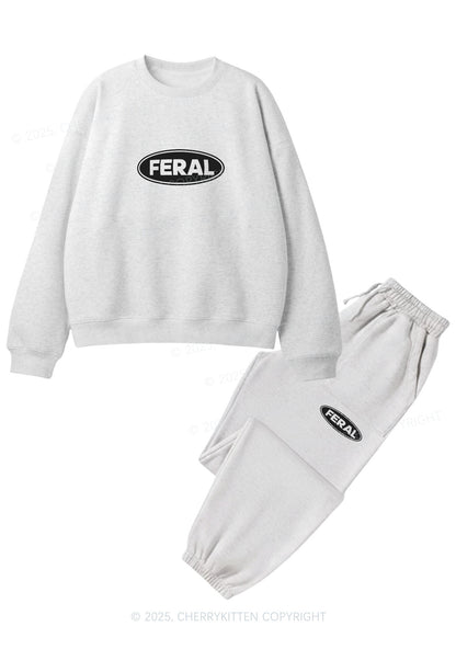 Feral Y2K Fleece Sweatshirts Set Cherrykitten
