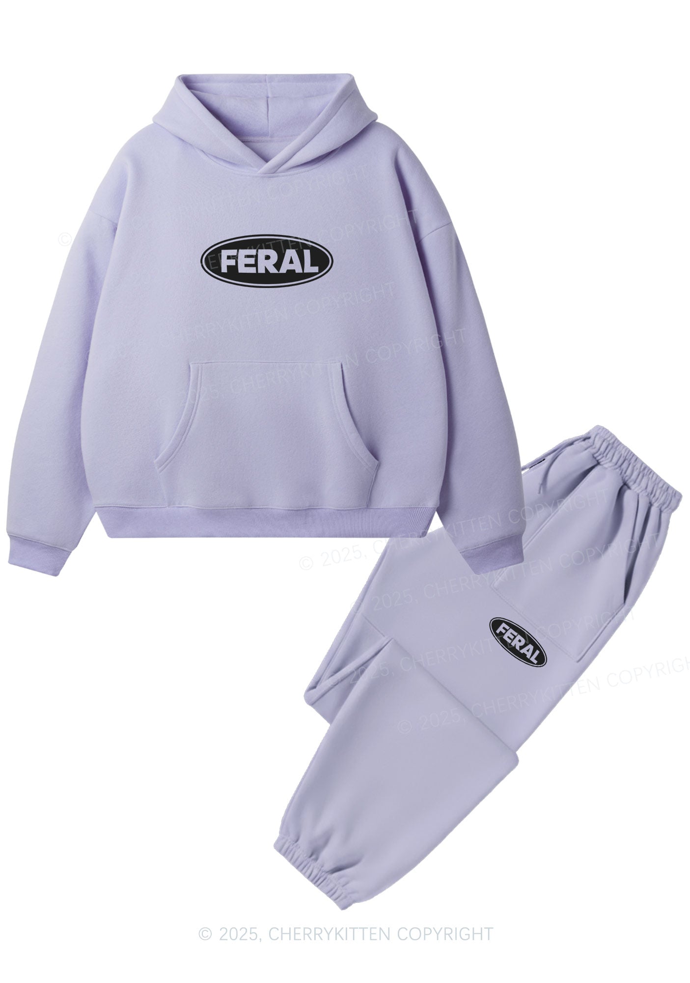 Feral Y2K Fleece Hoodie Set Cherrykitten