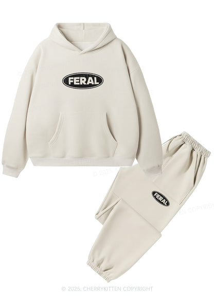 Feral Y2K Fleece Hoodie Set Cherrykitten