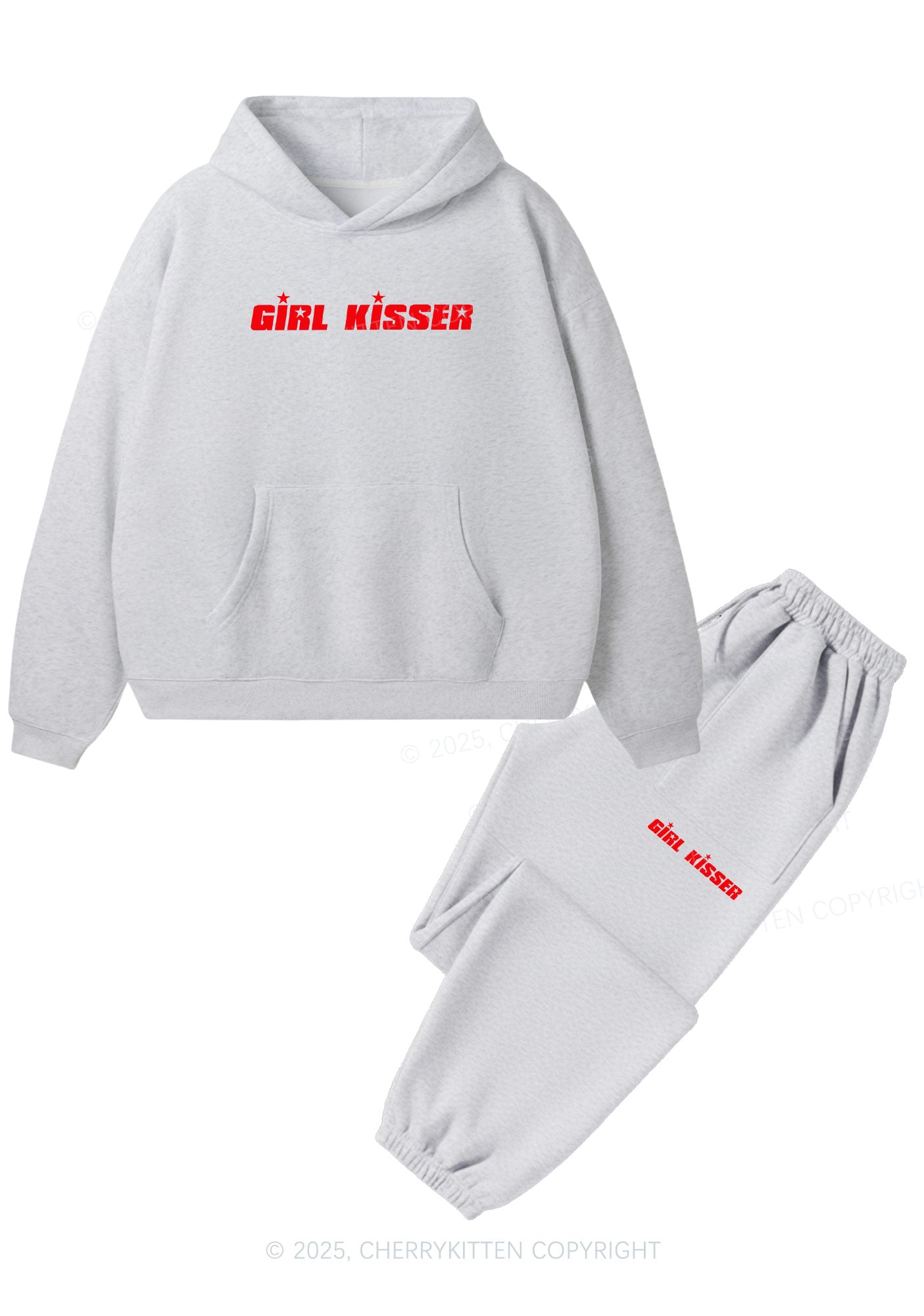 Girl Kisser Star Pride Y2K Fleece Hoodie Set Cherrykitten