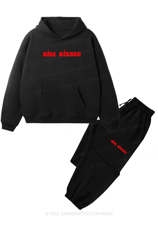 Girl Kisser Star Pride Y2K Fleece Hoodie Set Cherrykitten