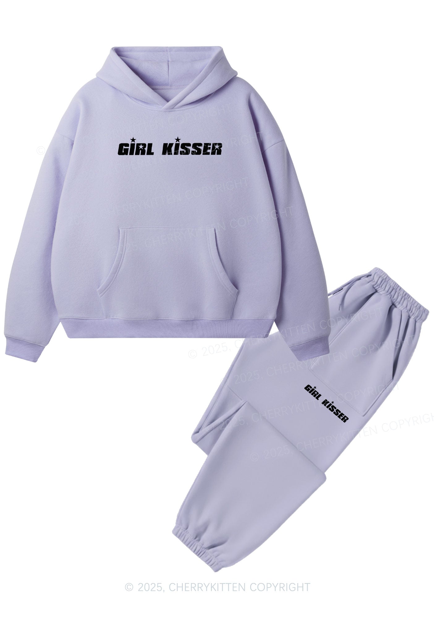 Girl Kisser Star Pride Y2K Fleece Hoodie Set Cherrykitten