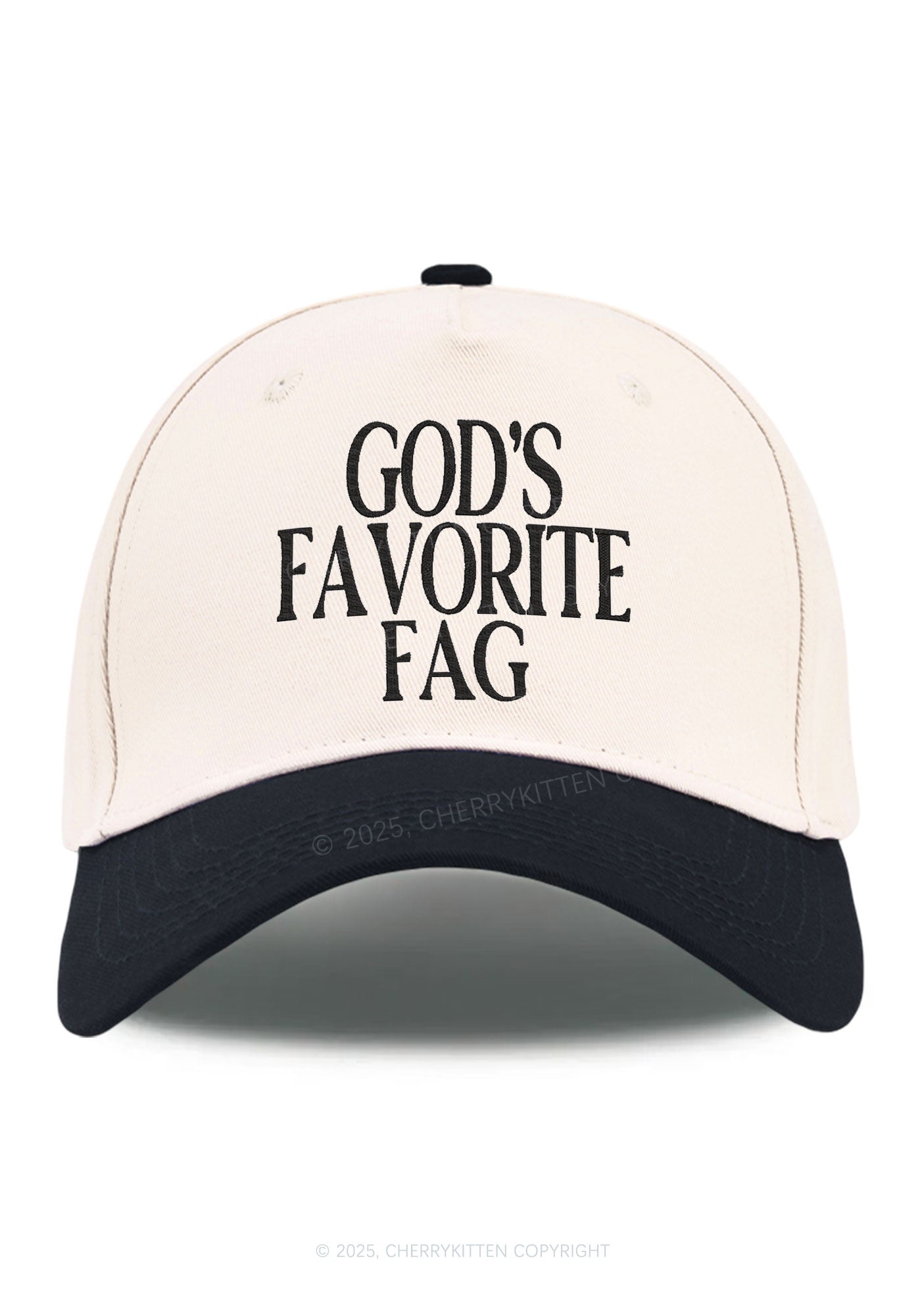 Embroidered Gods Favorite Fag Pride Y2K Color Block Baseball Cap Cherrykitten