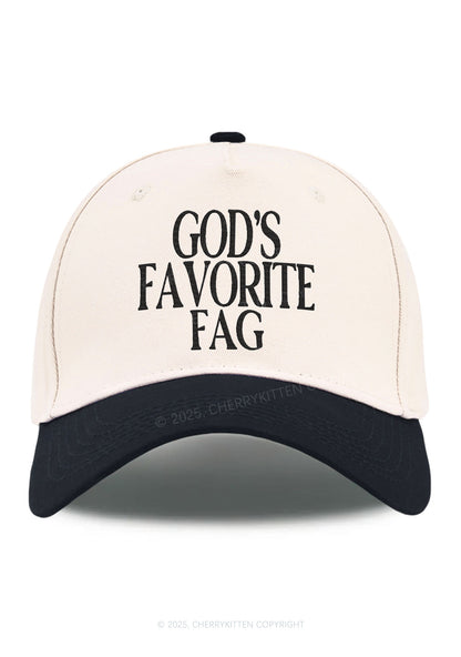 Embroidered Gods Favorite Fag Pride Y2K Color Block Baseball Cap Cherrykitten