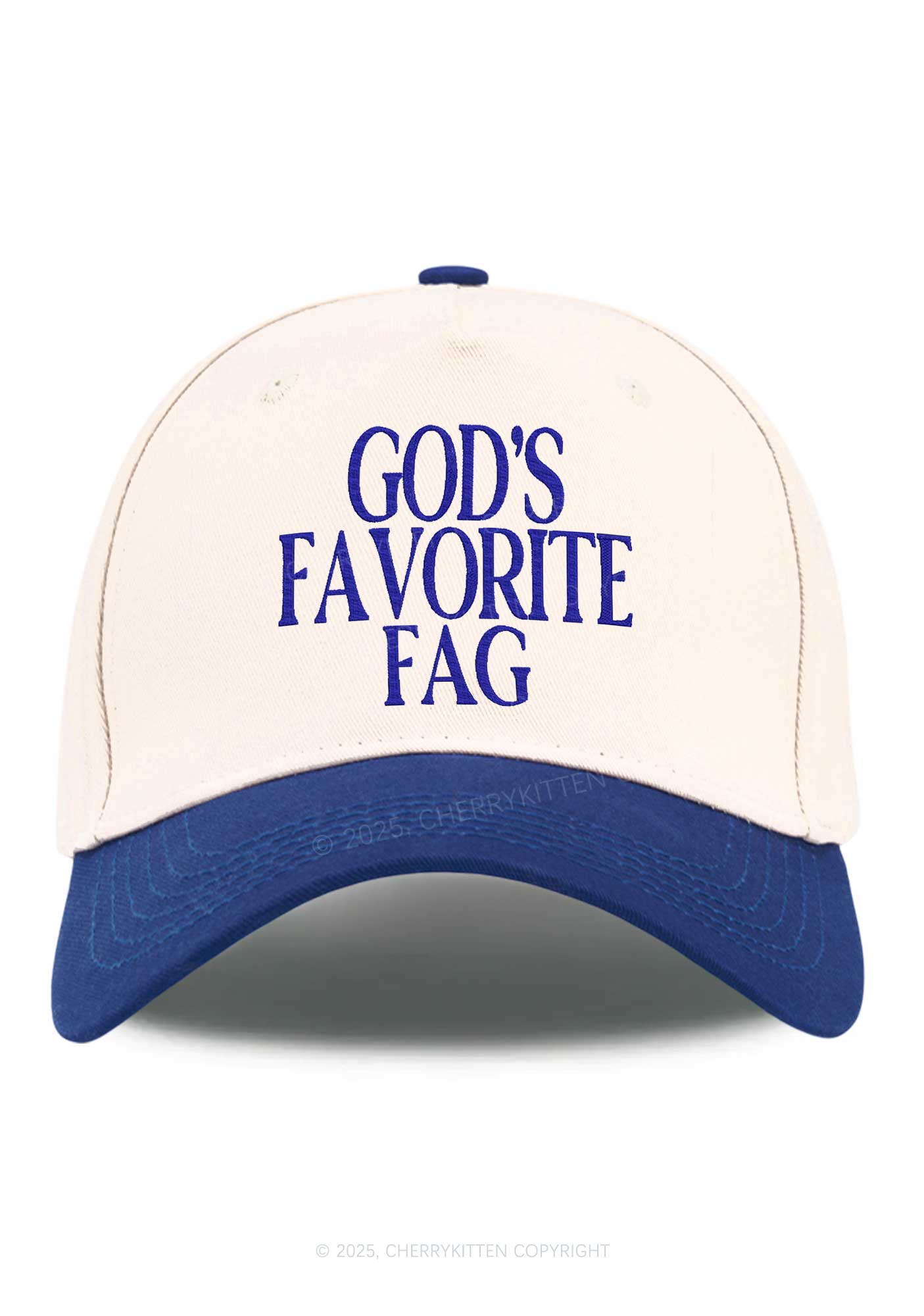 Embroidered Gods Favorite Fag Pride Y2K Color Block Baseball Cap Cherrykitten