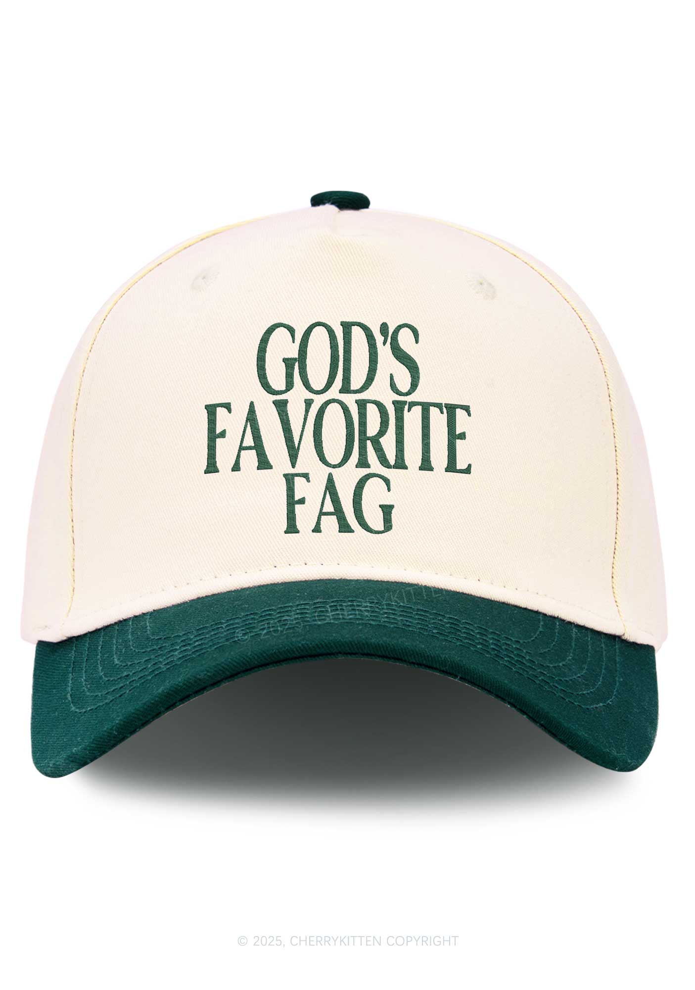 Embroidered Gods Favorite Fag Pride Y2K Color Block Baseball Cap Cherrykitten