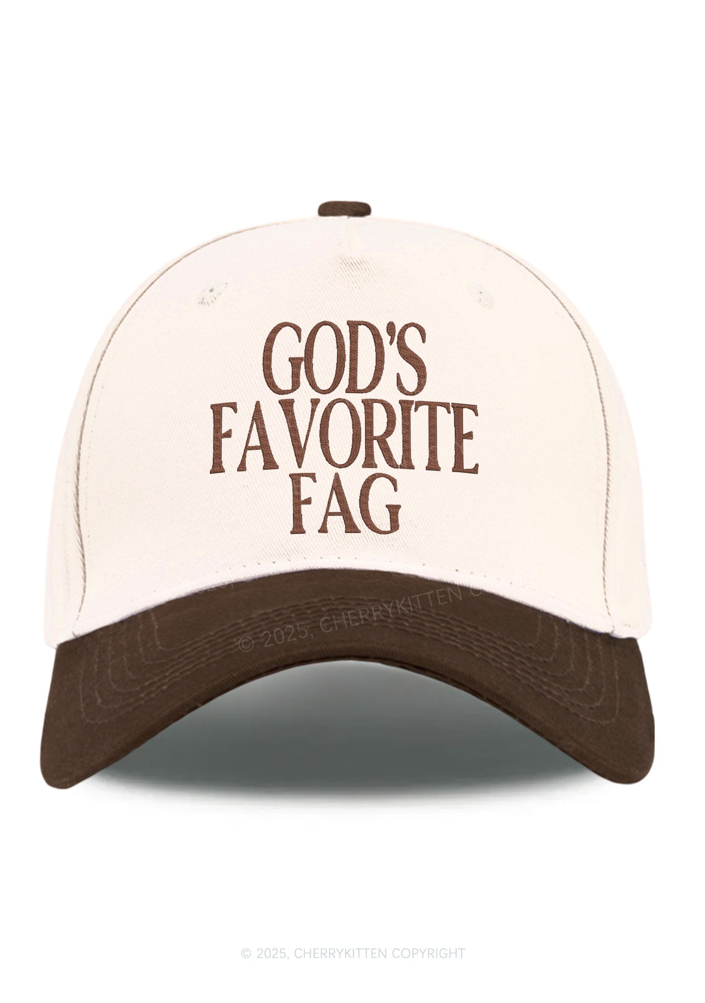 Embroidered Gods Favorite Fag Pride Y2K Color Block Baseball Cap Cherrykitten