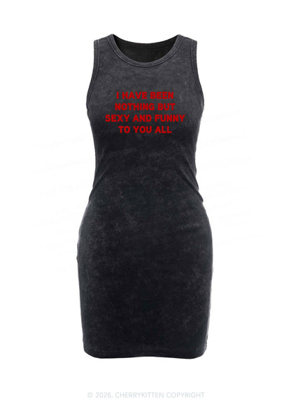I Have Been Funny Y2K Washed Tank Dress Cherrykitten