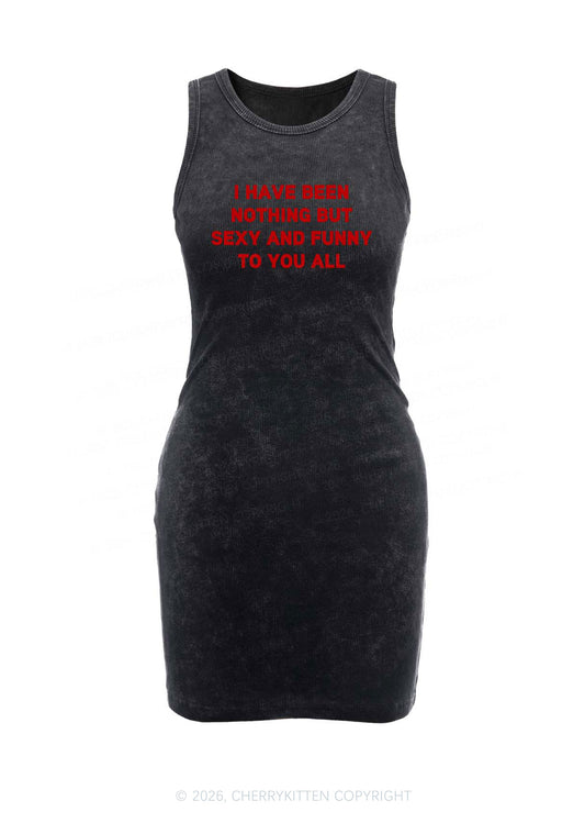 I Have Been Funny Y2K Washed Tank Dress Cherrykitten