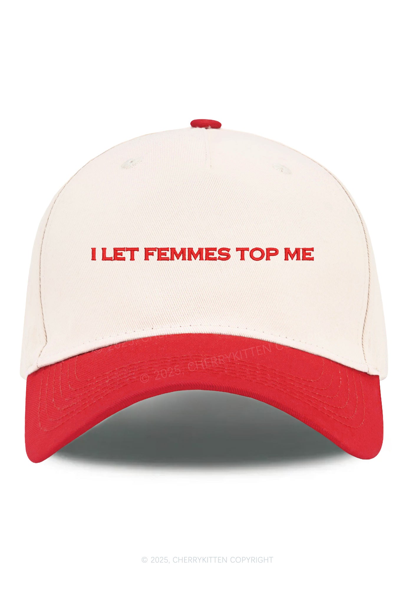 Embroidered I Let Femmes Top Me Pride Y2K Color Block Baseball Cap Cherrykitten