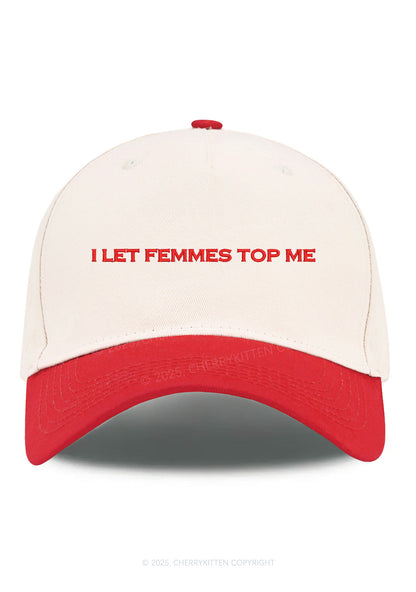 Embroidered I Let Femmes Top Me Pride Y2K Color Block Baseball Cap Cherrykitten